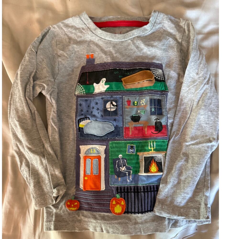 Mini Boden Halloween House shirt size 3-4